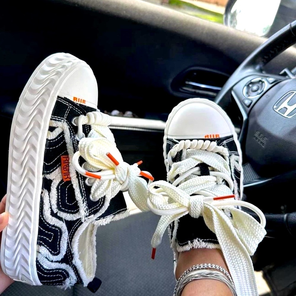 Black Fluff Sneakers